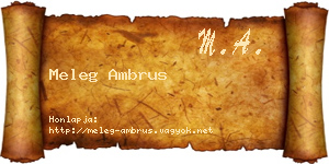 Meleg Ambrus névjegykártya